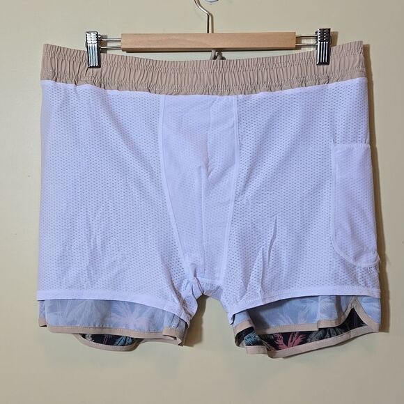 BRISIRA Swim Trunks Lined Shorts Palm Tree Island Vacation Mens 36 XL 4" Inseam - Picture 9 of 11